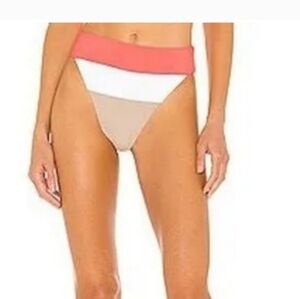 Beach Riot Colorblock Bikini Bottom - Coral, White, and Tan